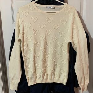 💝 Ricki's Cream Heart Pattern Sweater